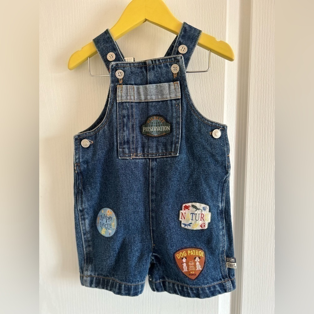 Denim Patch Short Overalls 12M​​​​​​